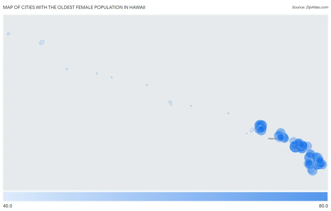 Cities with the Oldest Female Population in Hawaii Map