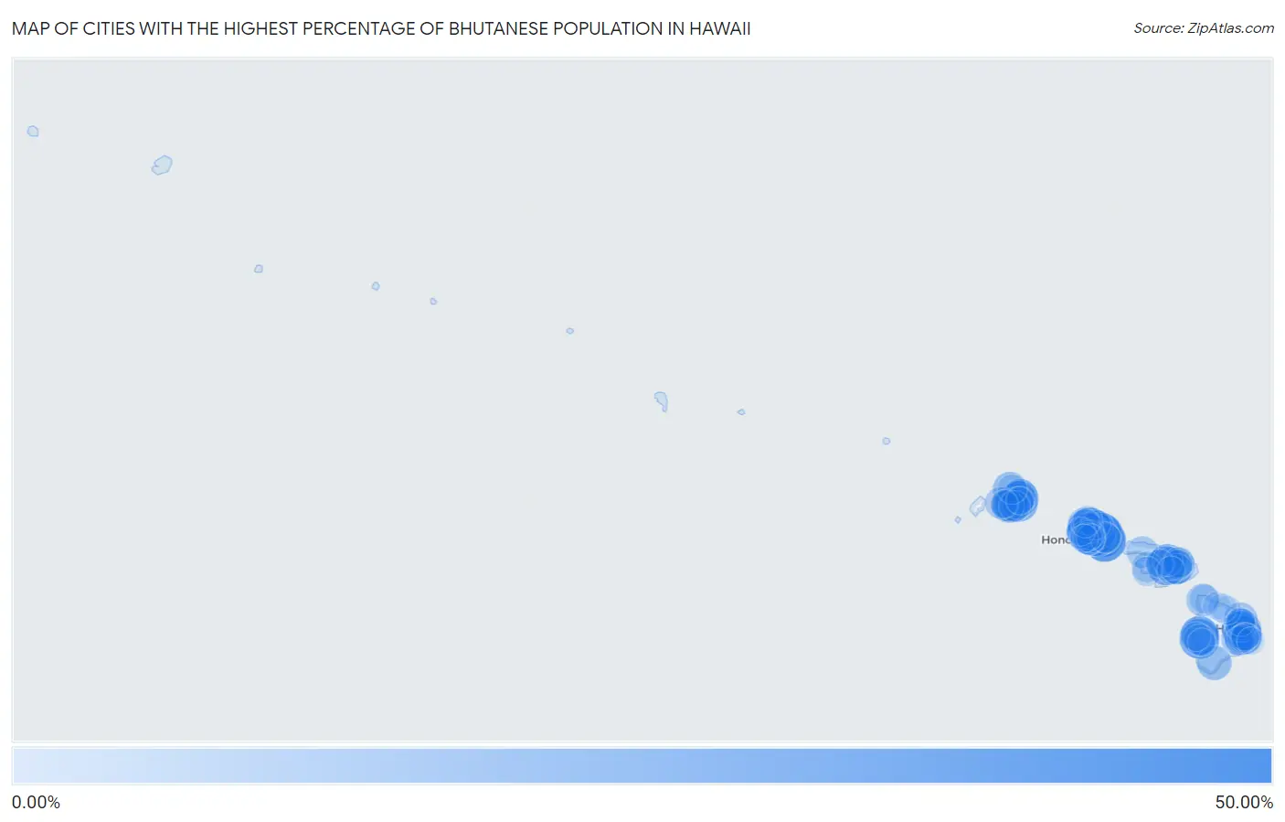 Cities with the Highest Percentage of Bhutanese Population in Hawaii Map