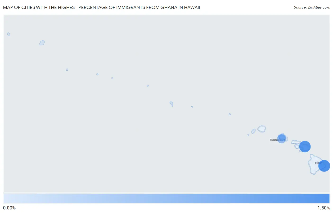 Cities with the Highest Percentage of Immigrants from Ghana in Hawaii Map