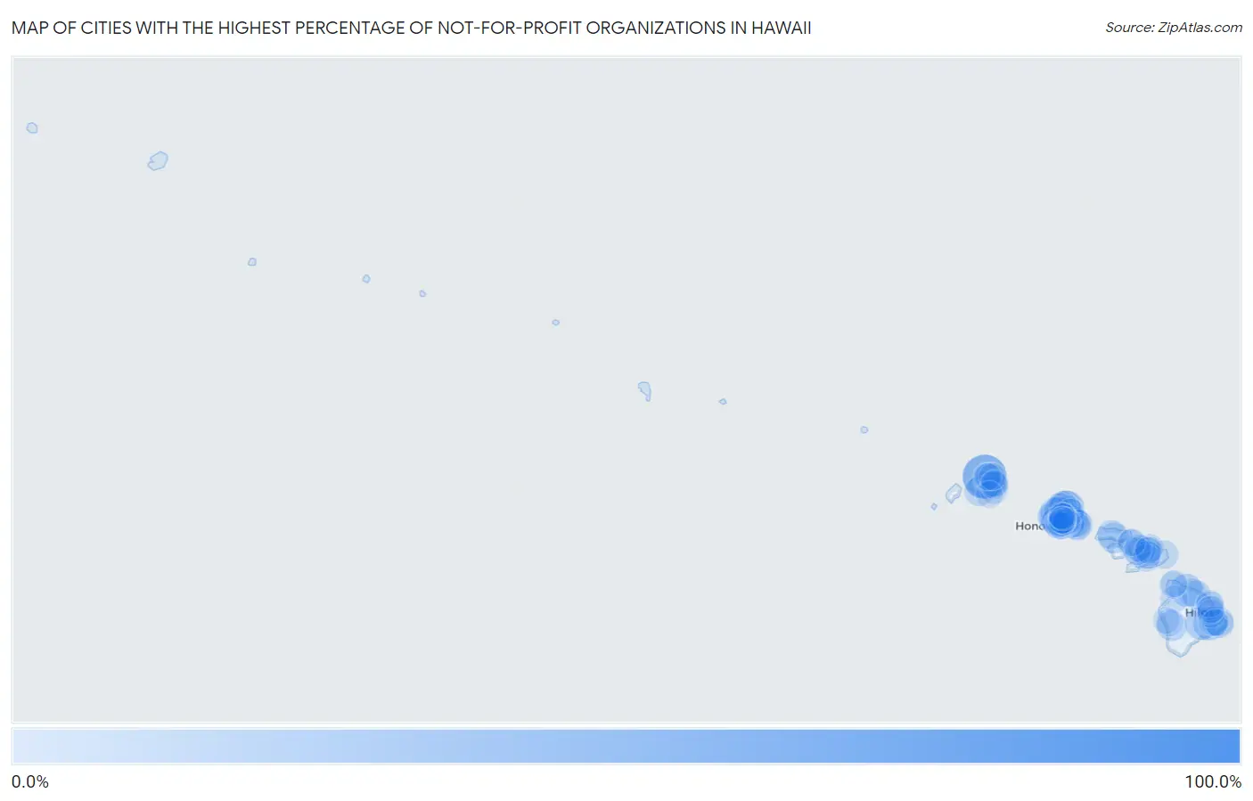 Cities with the Highest Percentage of Not-for-profit Organizations in Hawaii Map