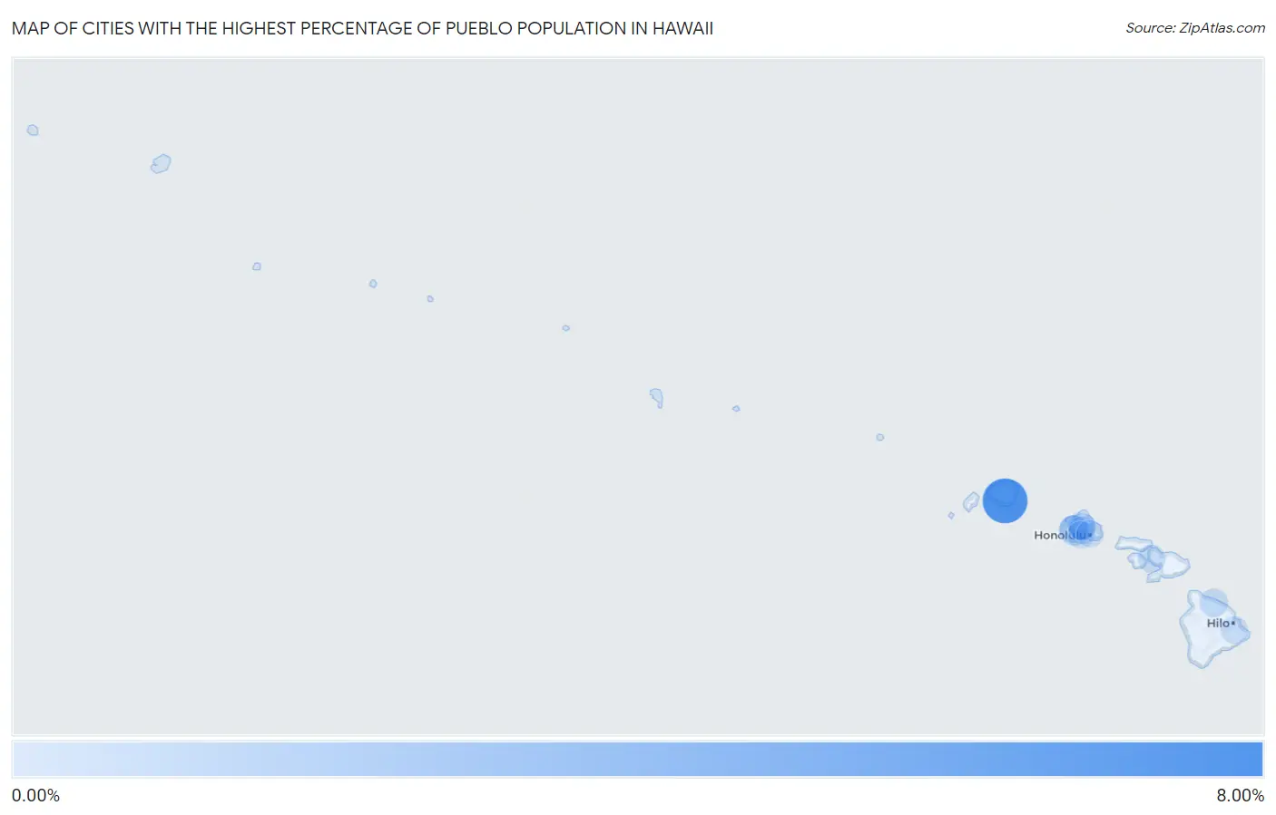 Cities with the Highest Percentage of Pueblo Population in Hawaii Map