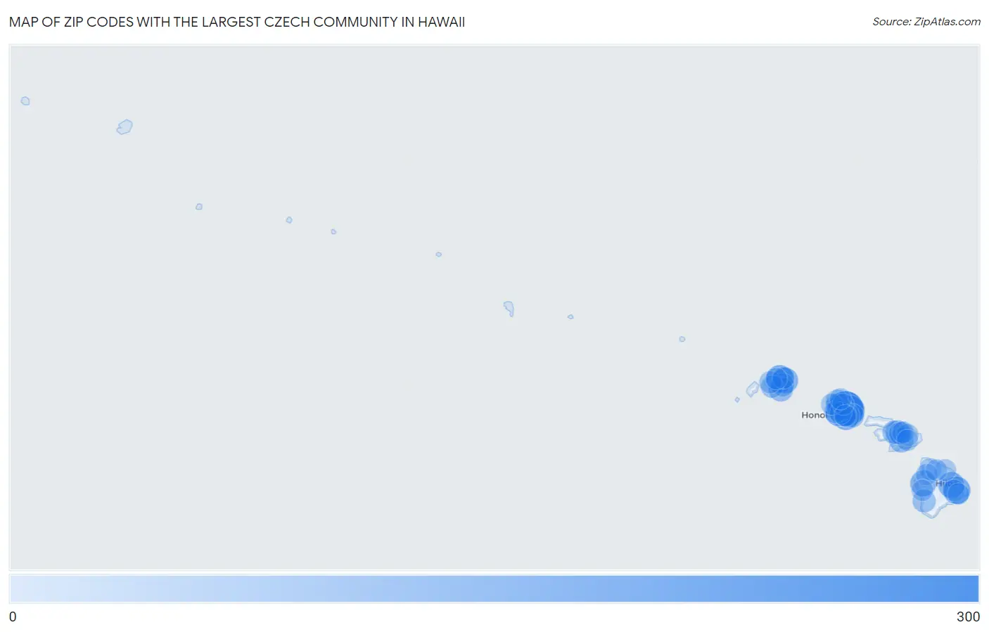 Zip Codes with the Largest Czech Community in Hawaii Map