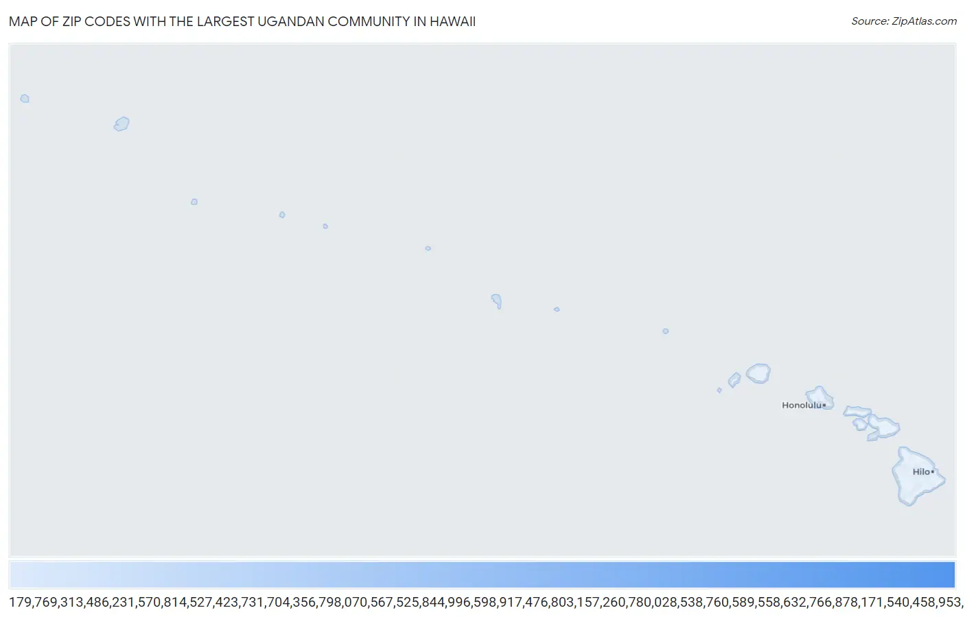 Zip Codes with the Largest Ugandan Community in Hawaii Map