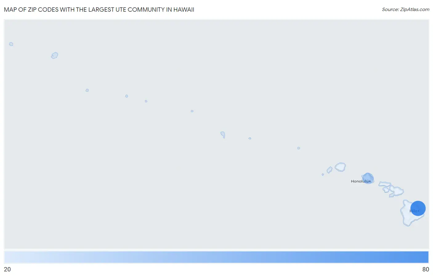 Zip Codes with the Largest Ute Community in Hawaii Map