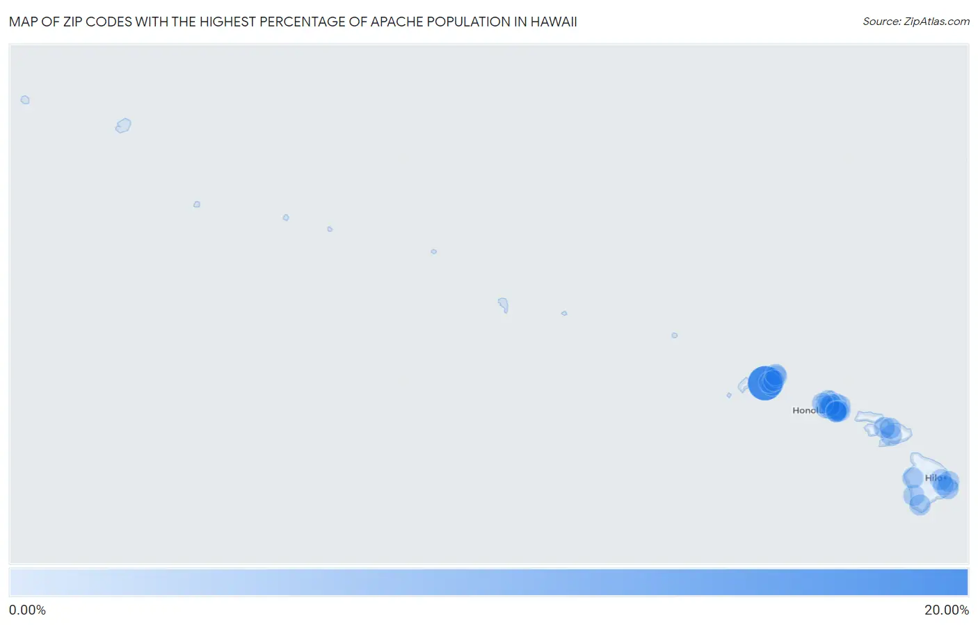 Zip Codes with the Highest Percentage of Apache Population in Hawaii Map