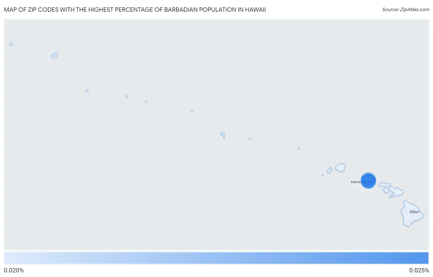 Zip Codes with the Highest Percentage of Barbadian Population in Hawaii Map