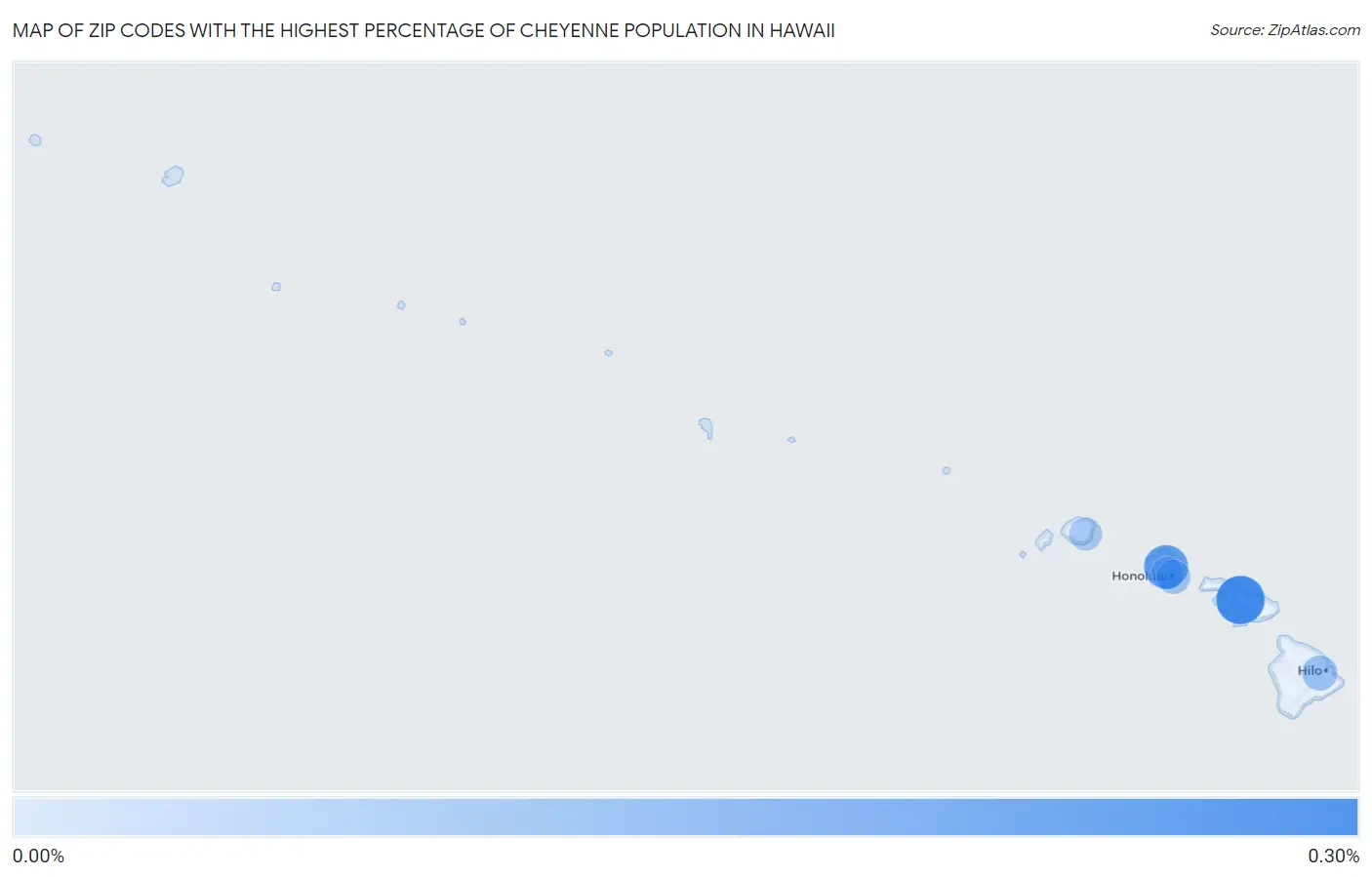 Zip Codes with the Highest Percentage of Cheyenne Population in Hawaii Map