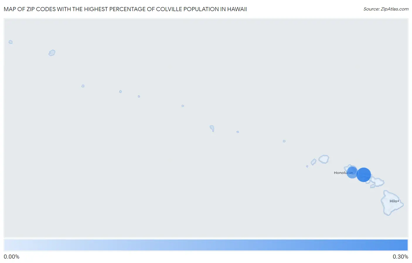 Zip Codes with the Highest Percentage of Colville Population in Hawaii Map