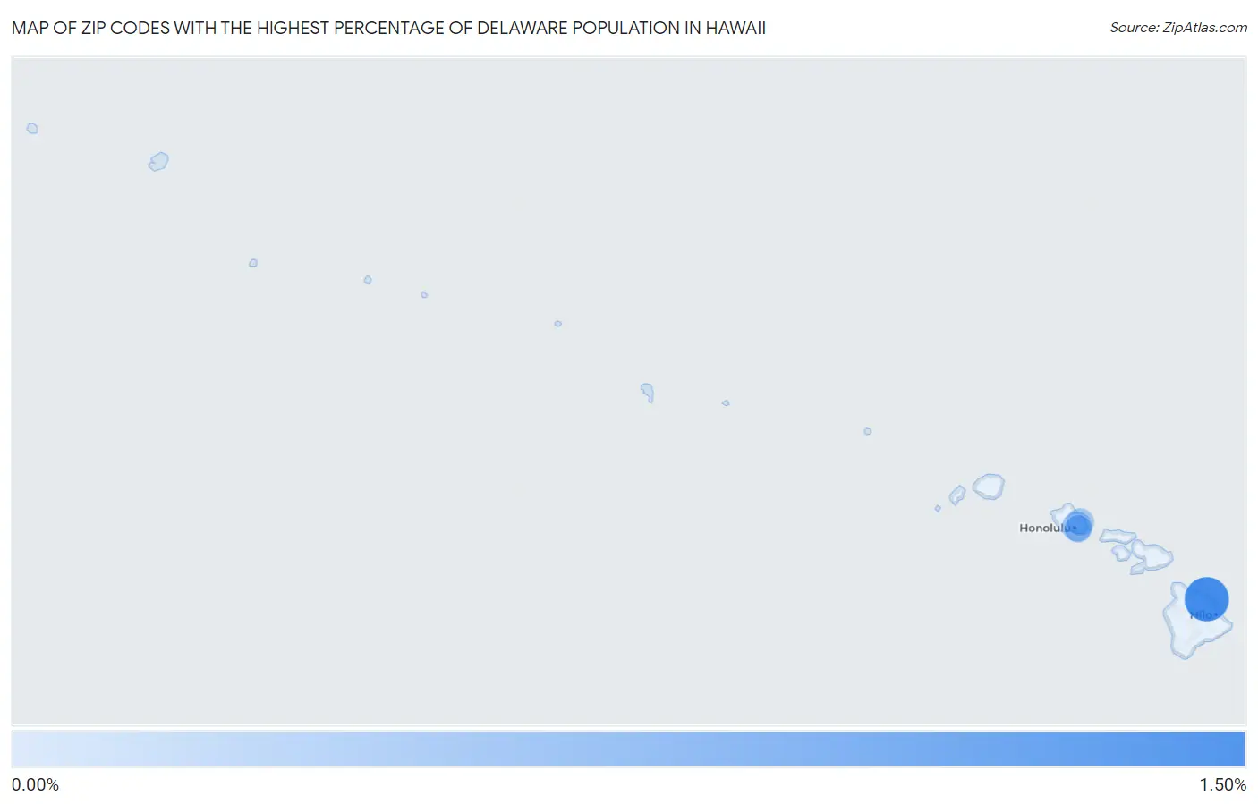 Zip Codes with the Highest Percentage of Delaware Population in Hawaii Map