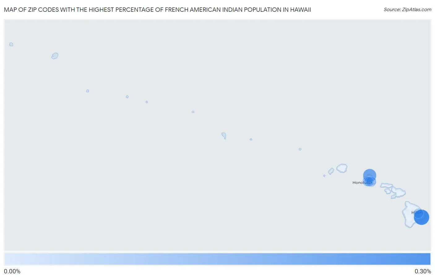 Zip Codes with the Highest Percentage of French American Indian Population in Hawaii Map