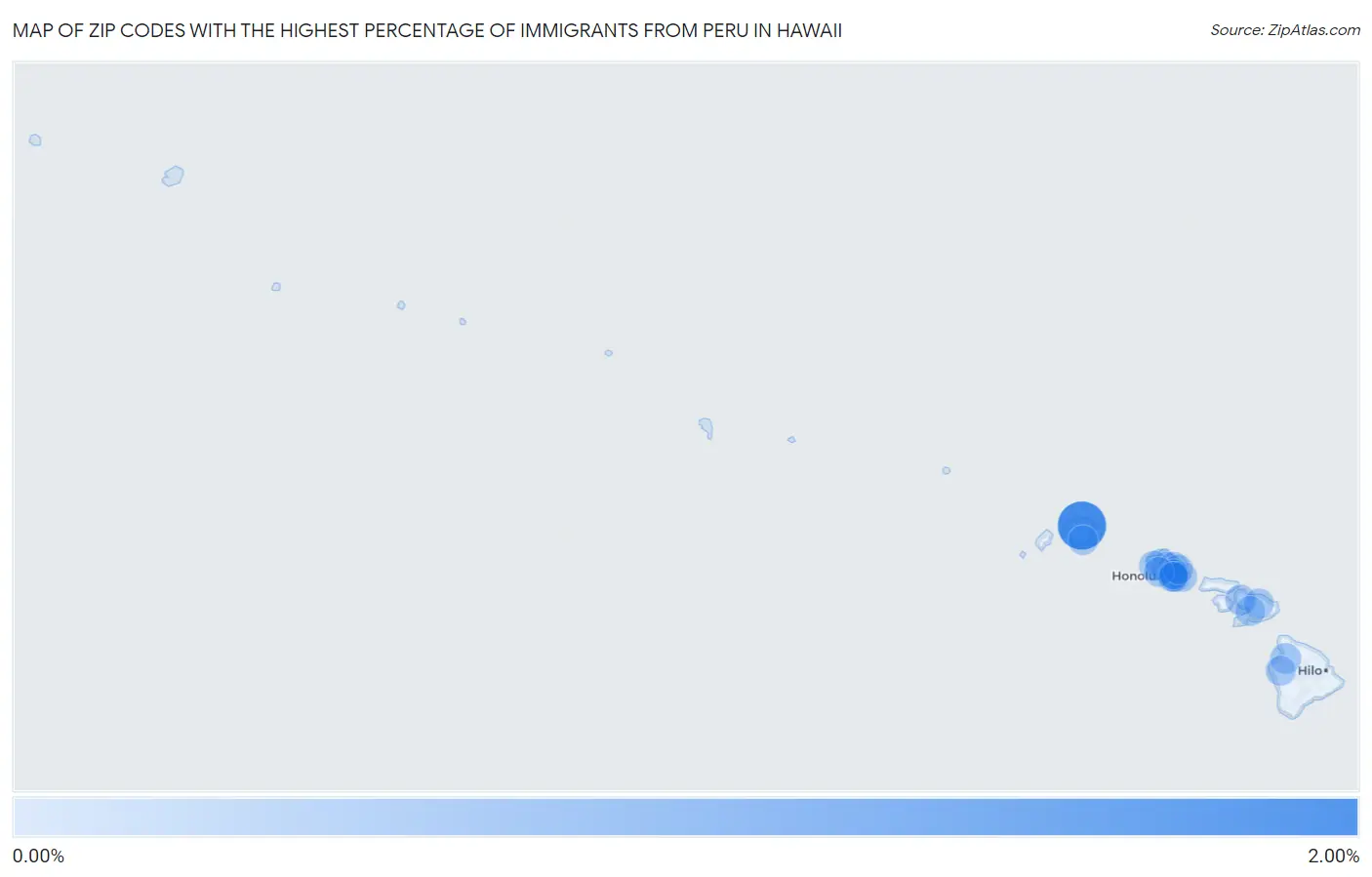 Zip Codes with the Highest Percentage of Immigrants from Peru in Hawaii Map