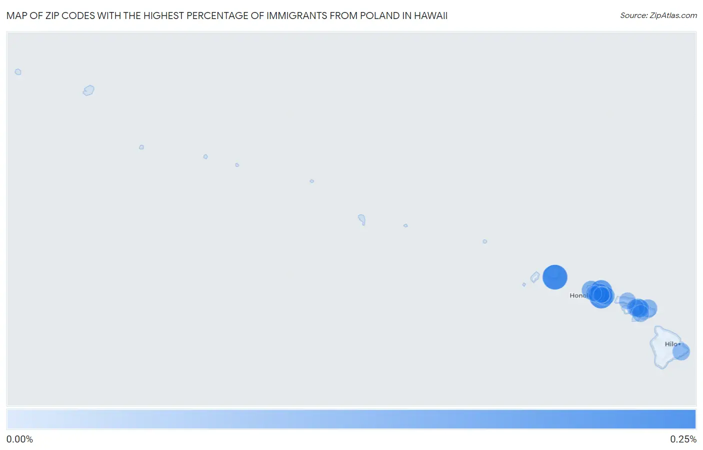 Zip Codes with the Highest Percentage of Immigrants from Poland in Hawaii Map