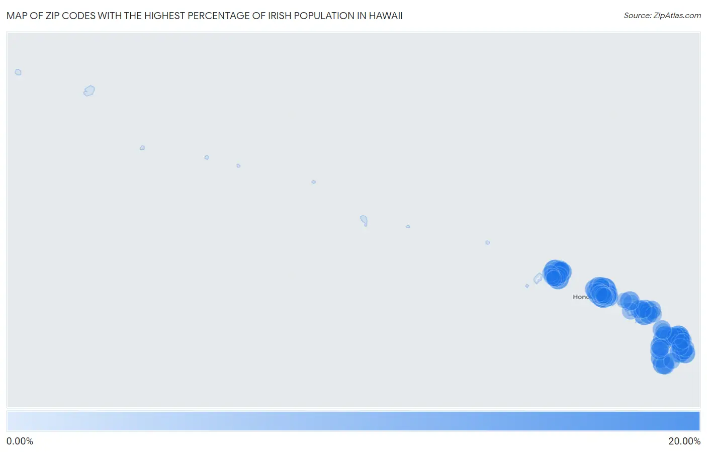 Zip Codes with the Highest Percentage of Irish Population in Hawaii Map