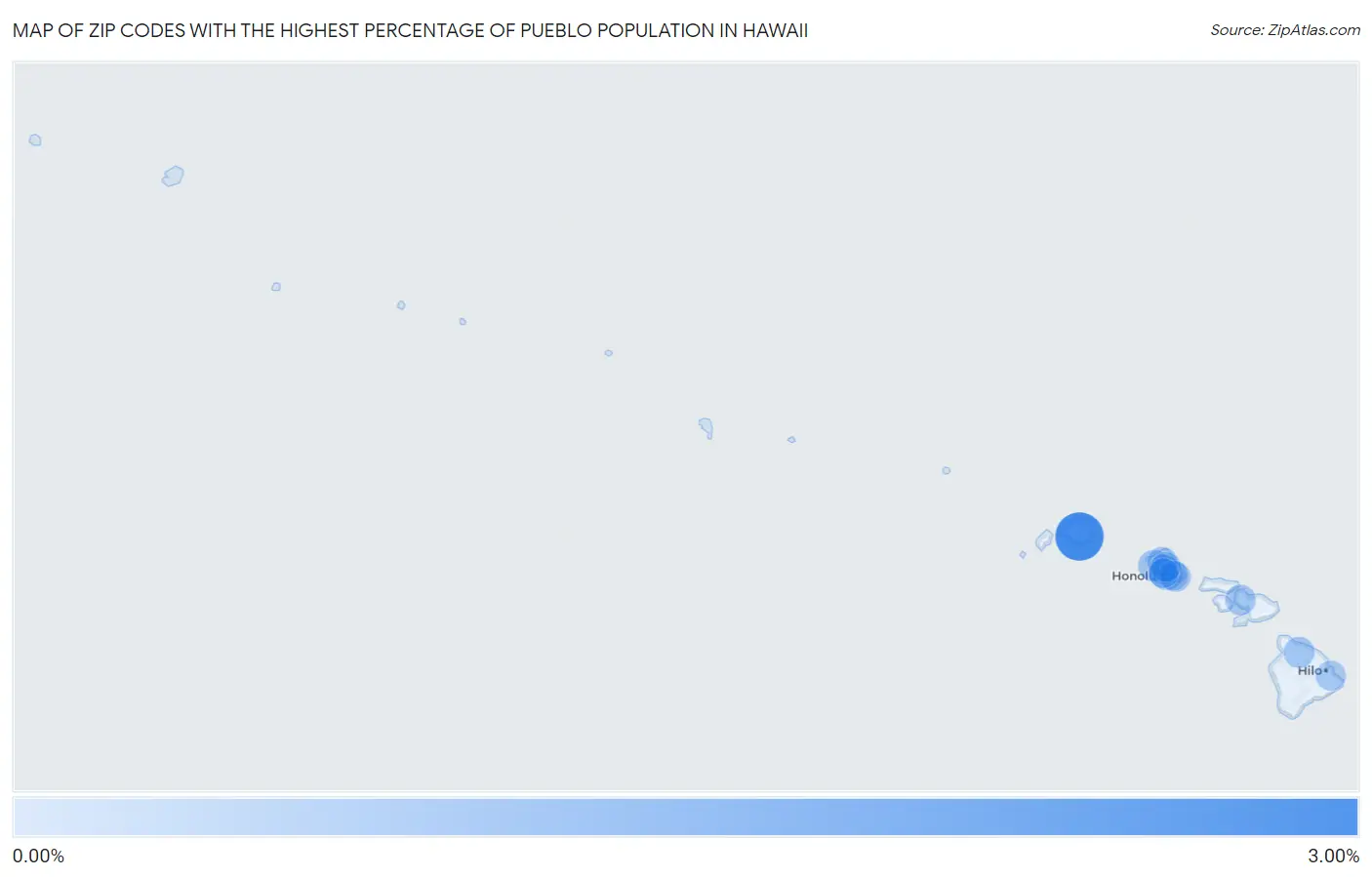 Zip Codes with the Highest Percentage of Pueblo Population in Hawaii Map