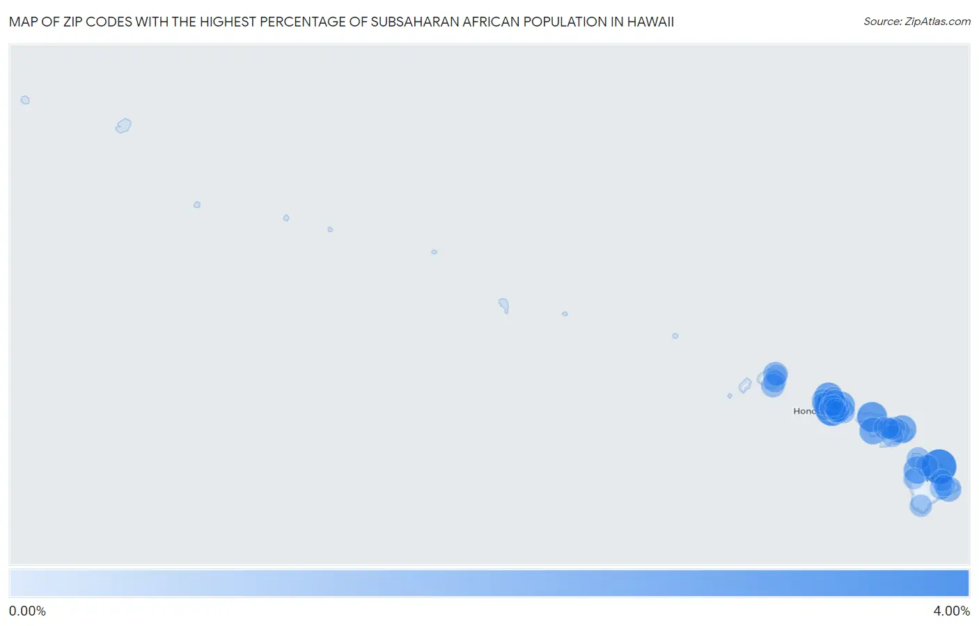 Zip Codes with the Highest Percentage of Subsaharan African Population in Hawaii Map