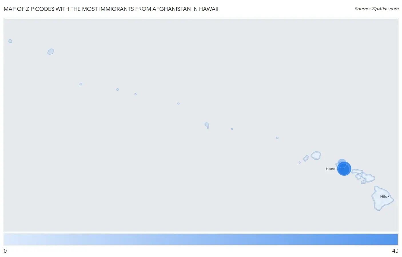 Zip Codes with the Most Immigrants from Afghanistan in Hawaii Map