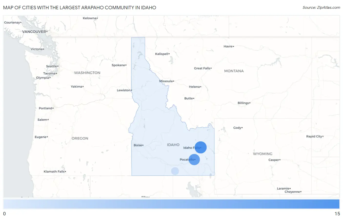 Cities with the Largest Arapaho Community in Idaho Map