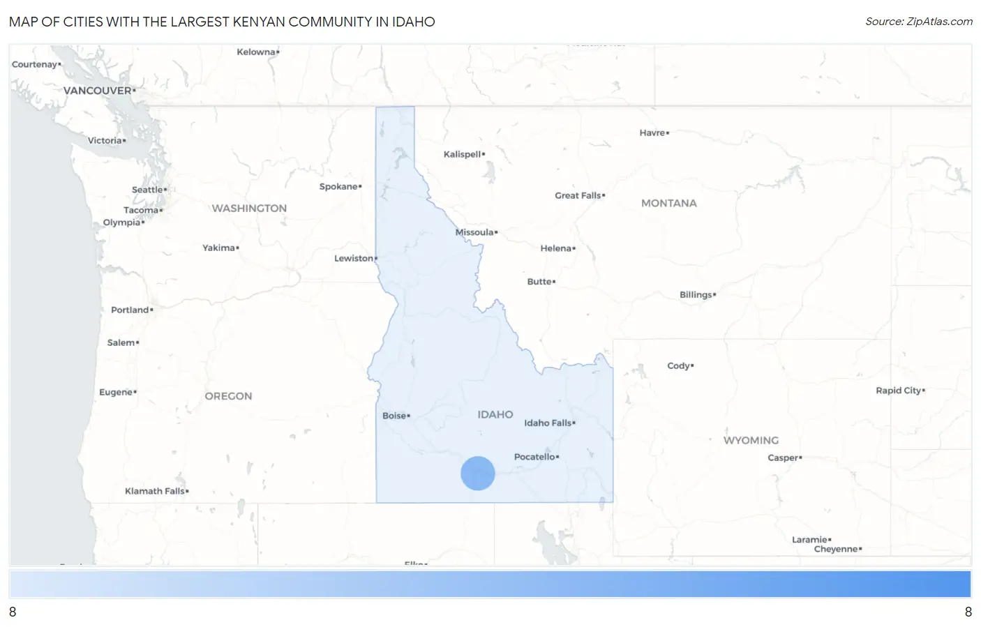 Cities with the Largest Kenyan Community in Idaho Map