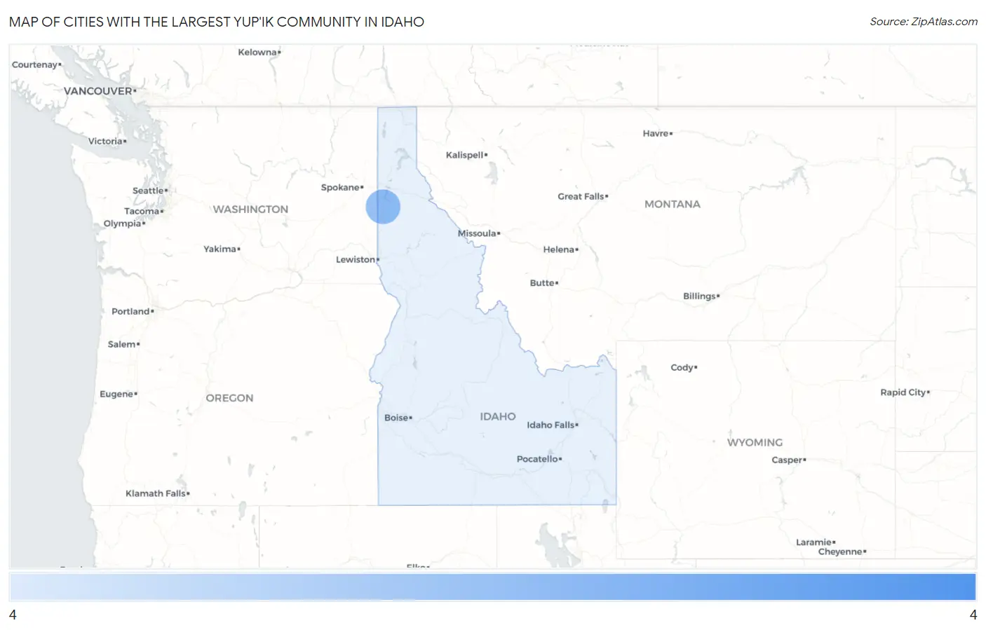 Cities with the Largest Yup'ik Community in Idaho Map