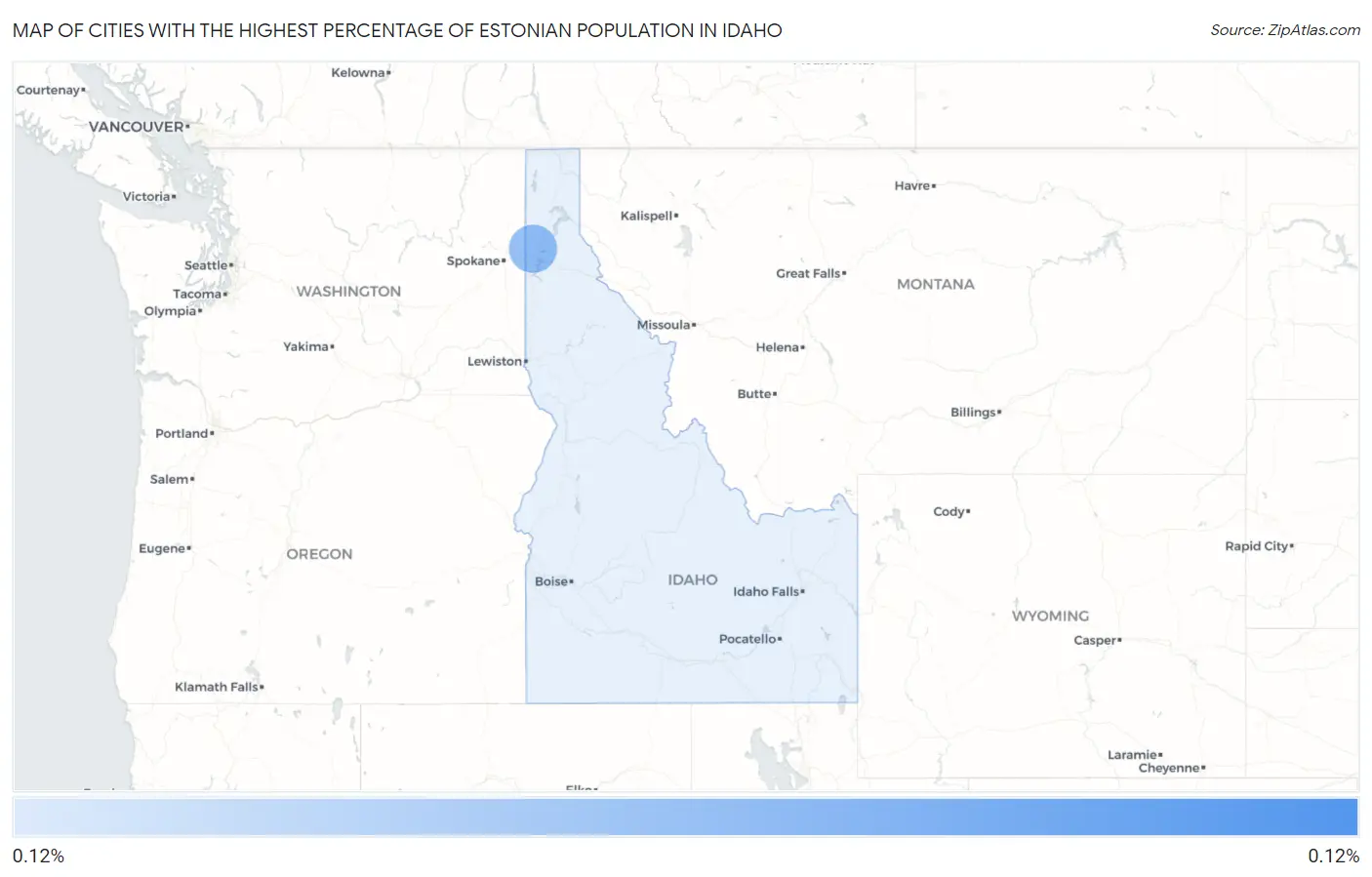 Cities with the Highest Percentage of Estonian Population in Idaho Map