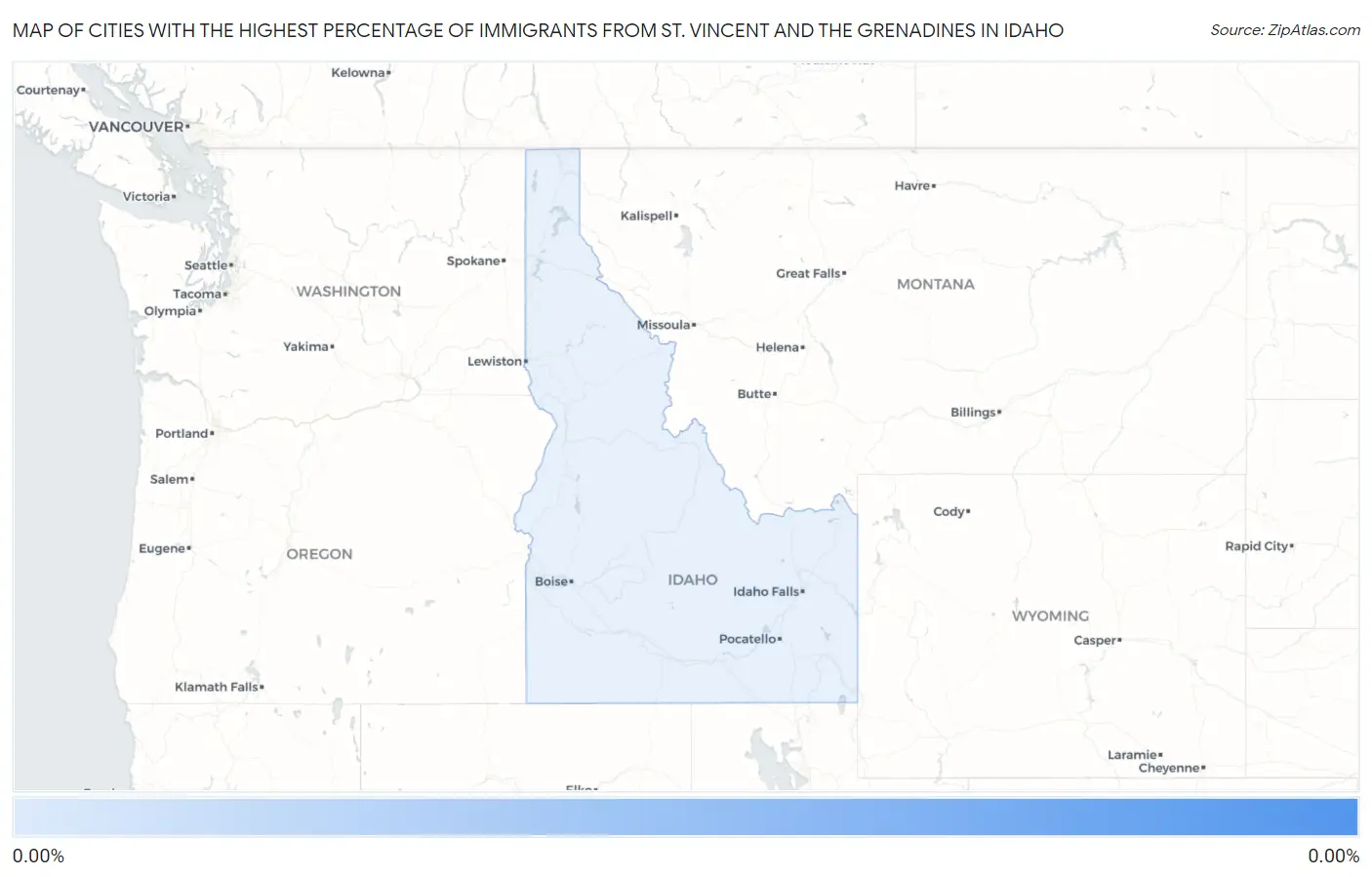 Cities with the Highest Percentage of Immigrants from St. Vincent and the Grenadines in Idaho Map