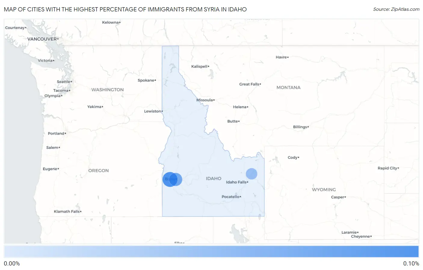 Cities with the Highest Percentage of Immigrants from Syria in Idaho Map