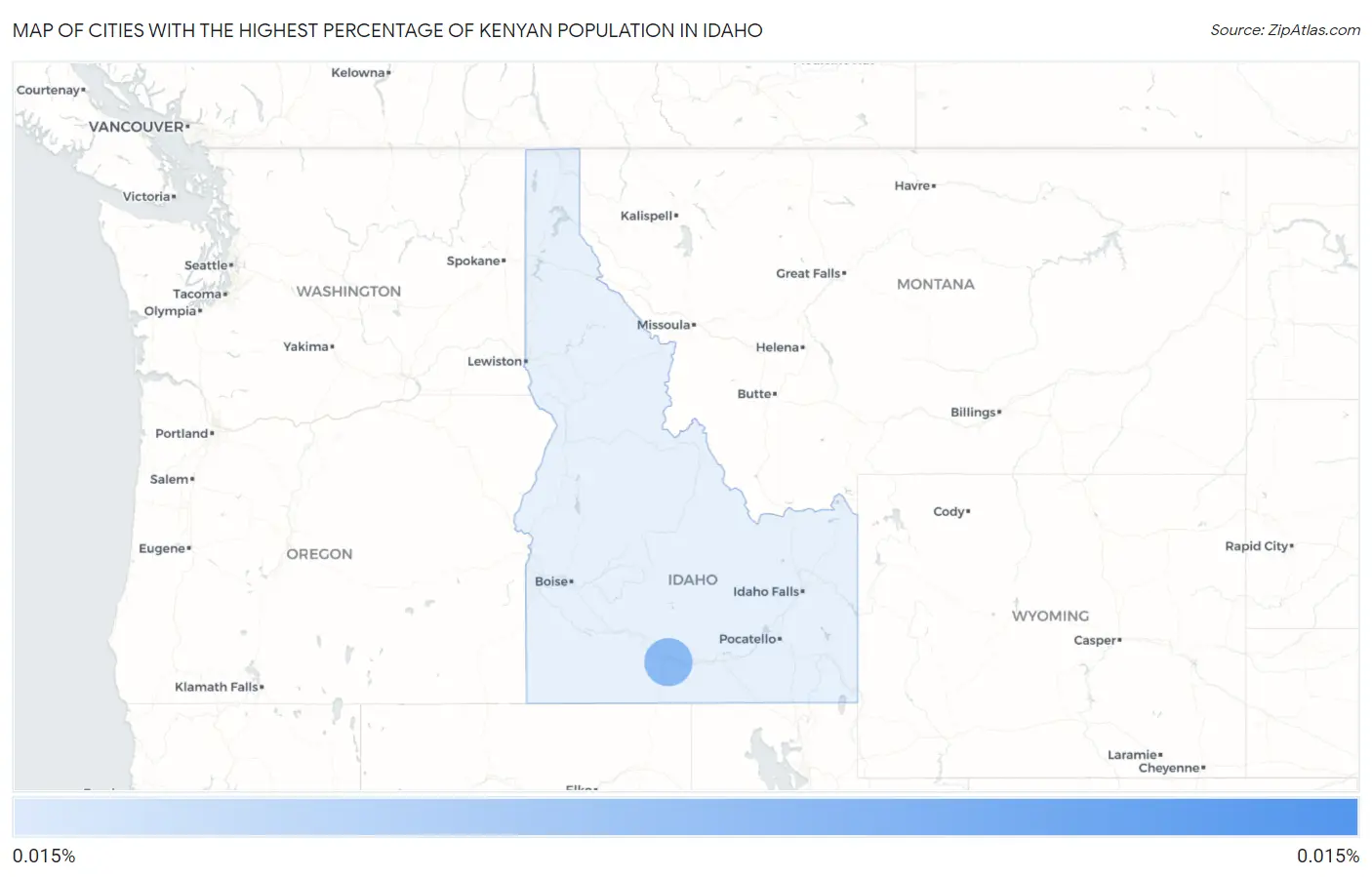 Cities with the Highest Percentage of Kenyan Population in Idaho Map