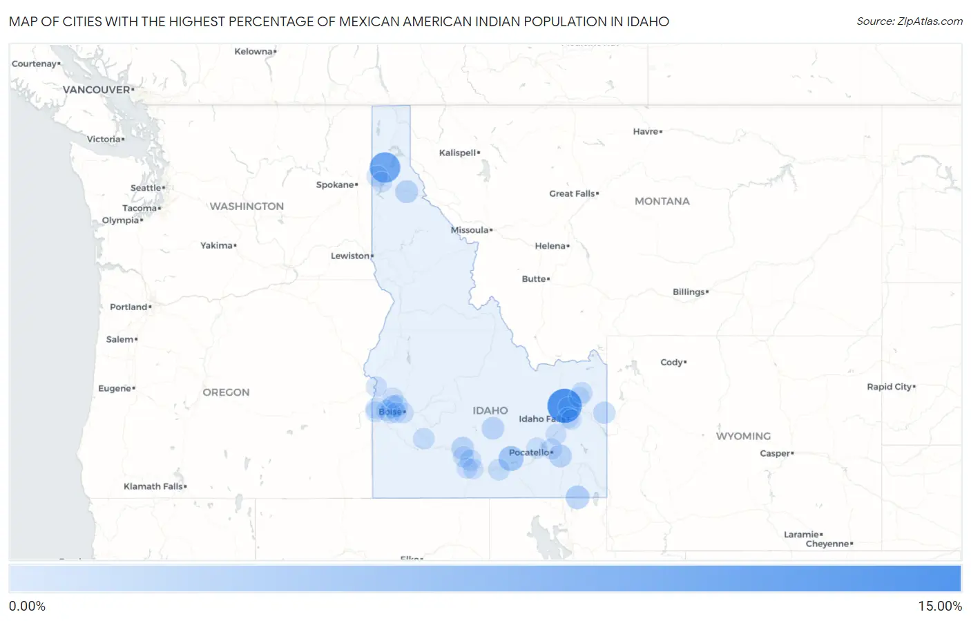 Cities with the Highest Percentage of Mexican American Indian Population in Idaho Map