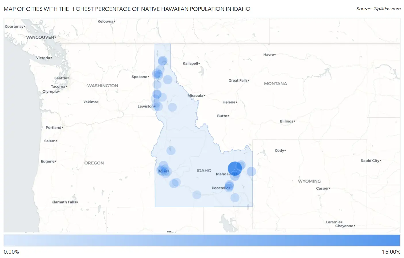 Cities with the Highest Percentage of Native Hawaiian Population in Idaho Map