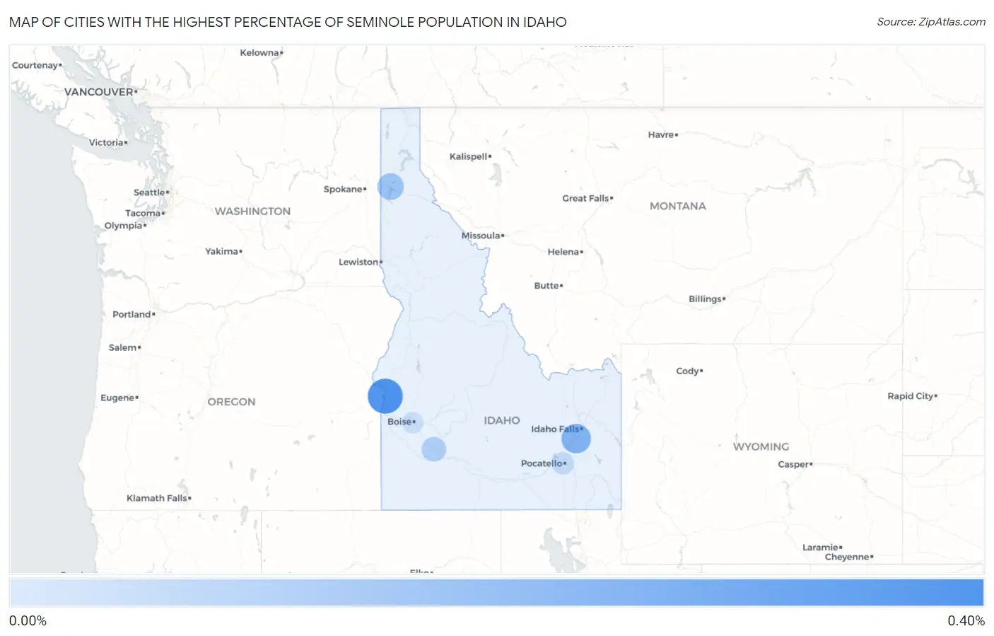 Cities with the Highest Percentage of Seminole Population in Idaho Map