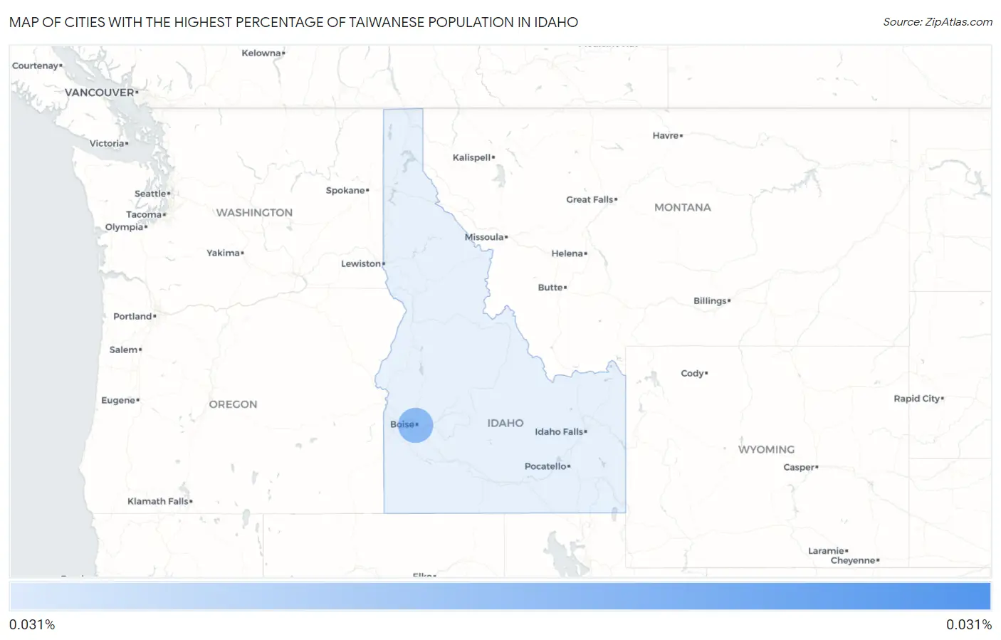 Cities with the Highest Percentage of Taiwanese Population in Idaho Map