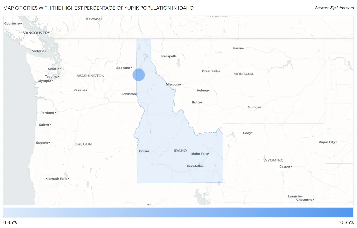 Cities with the Highest Percentage of Yup'ik Population in Idaho Map