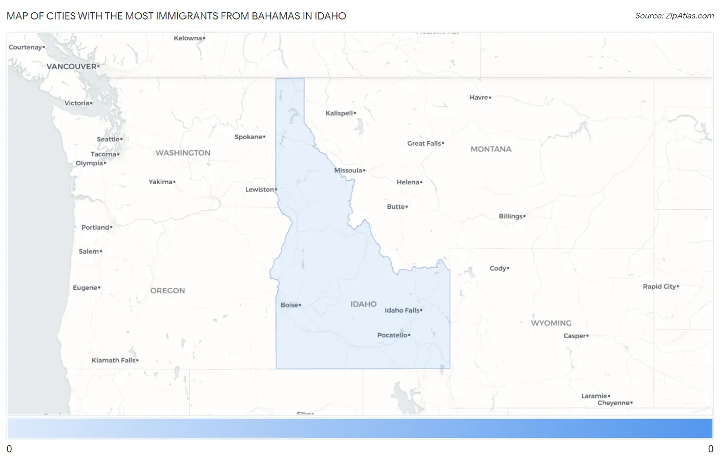 Cities with the Most Immigrants from Bahamas in Idaho Map