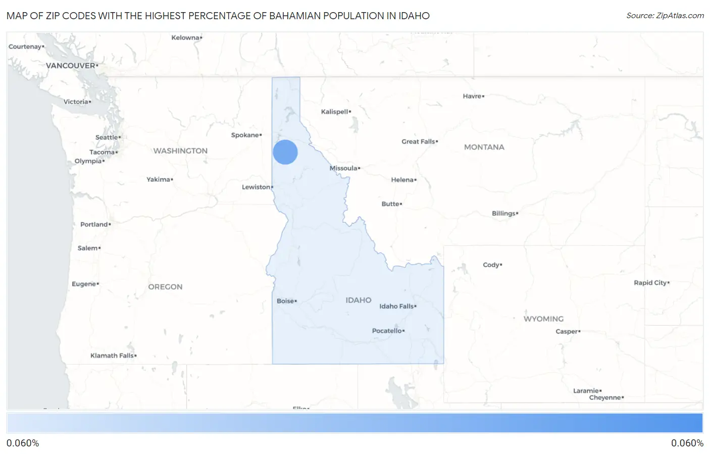 Zip Codes with the Highest Percentage of Bahamian Population in Idaho Map