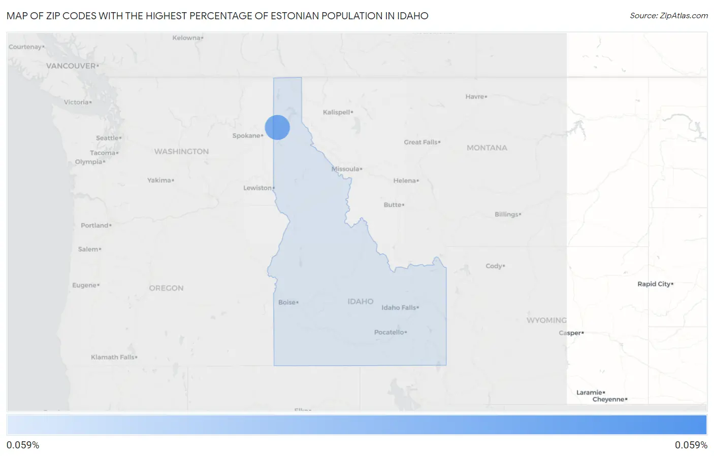 Zip Codes with the Highest Percentage of Estonian Population in Idaho Map
