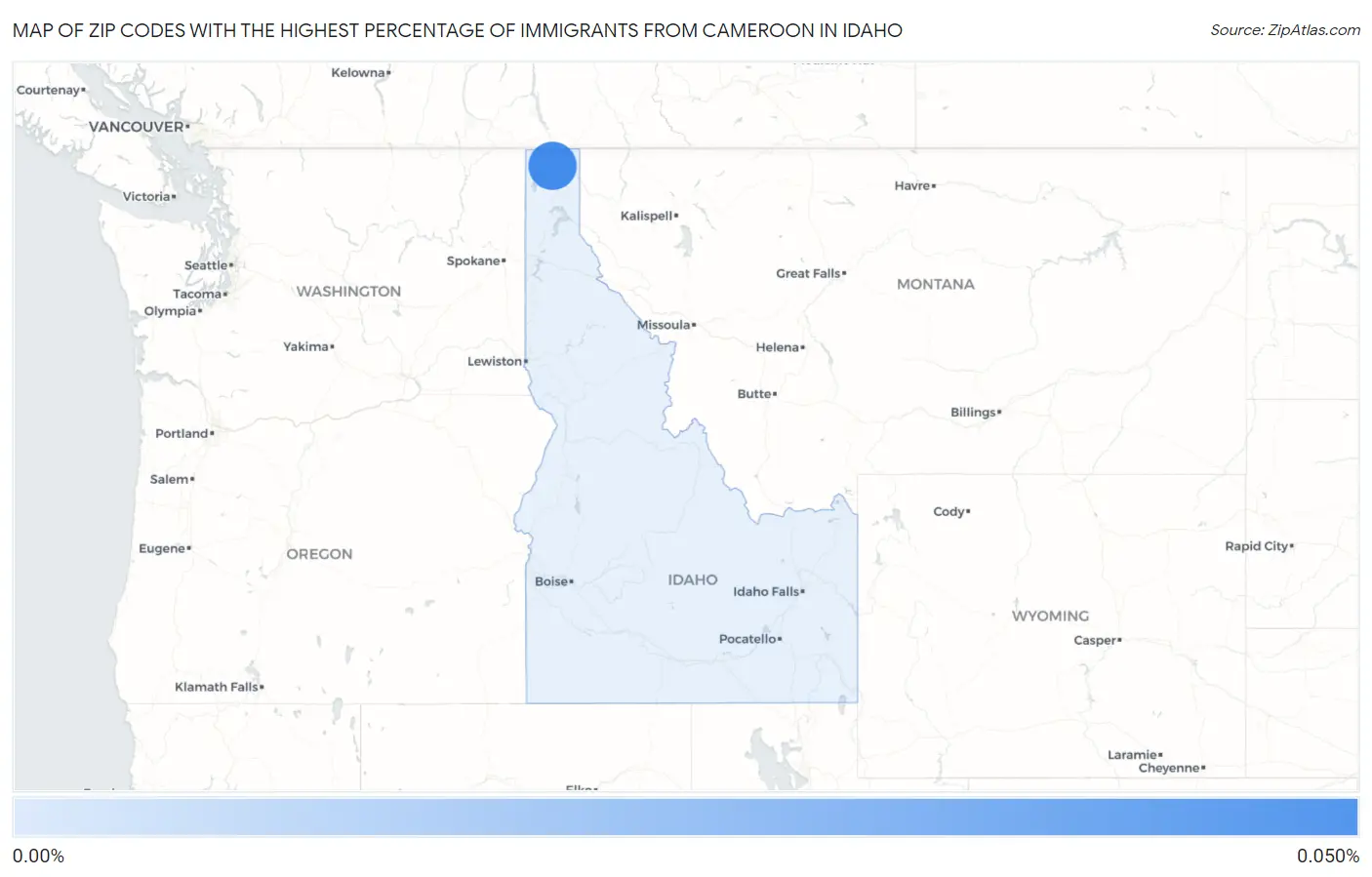 Zip Codes with the Highest Percentage of Immigrants from Cameroon in Idaho Map