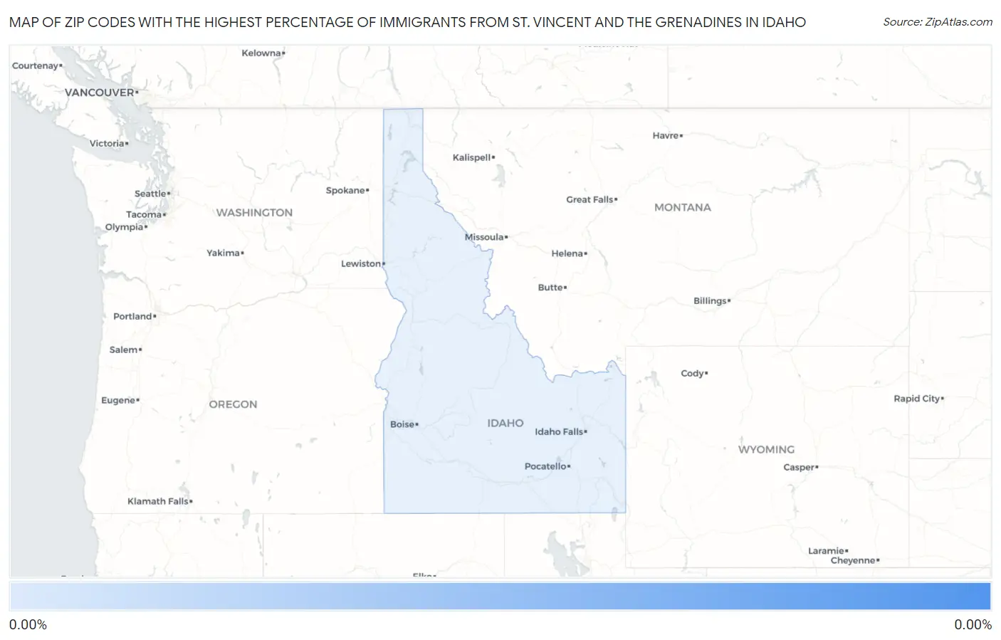 Zip Codes with the Highest Percentage of Immigrants from St. Vincent and the Grenadines in Idaho Map