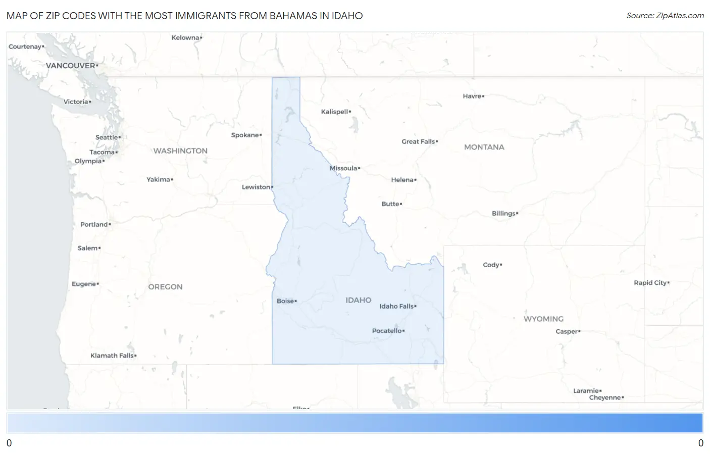 Zip Codes with the Most Immigrants from Bahamas in Idaho Map