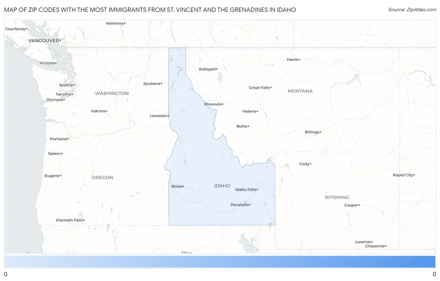 Zip Codes with the Most Immigrants from St. Vincent and the Grenadines in Idaho Map