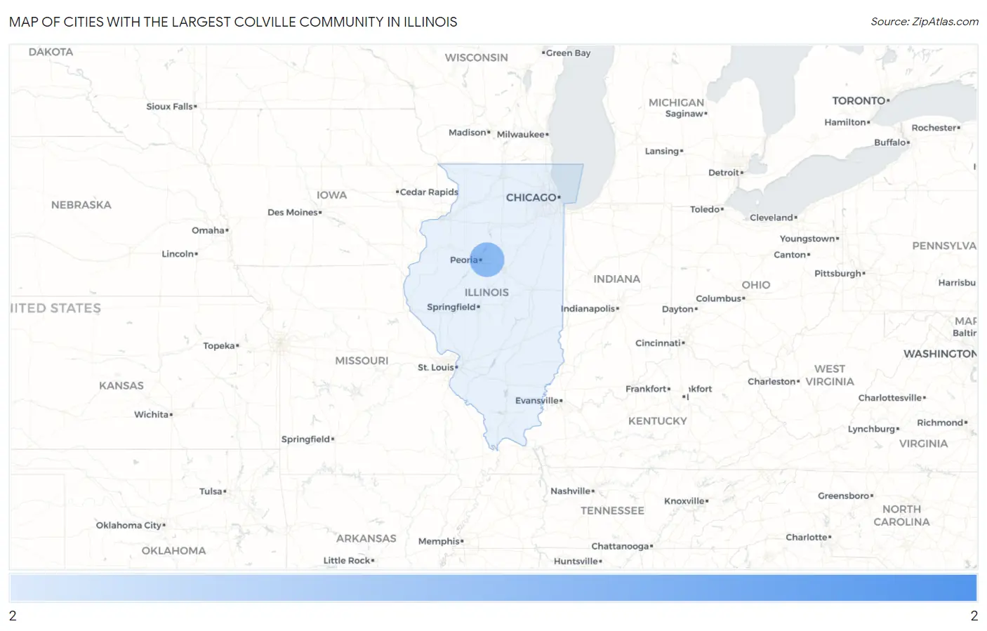Cities with the Largest Colville Community in Illinois Map