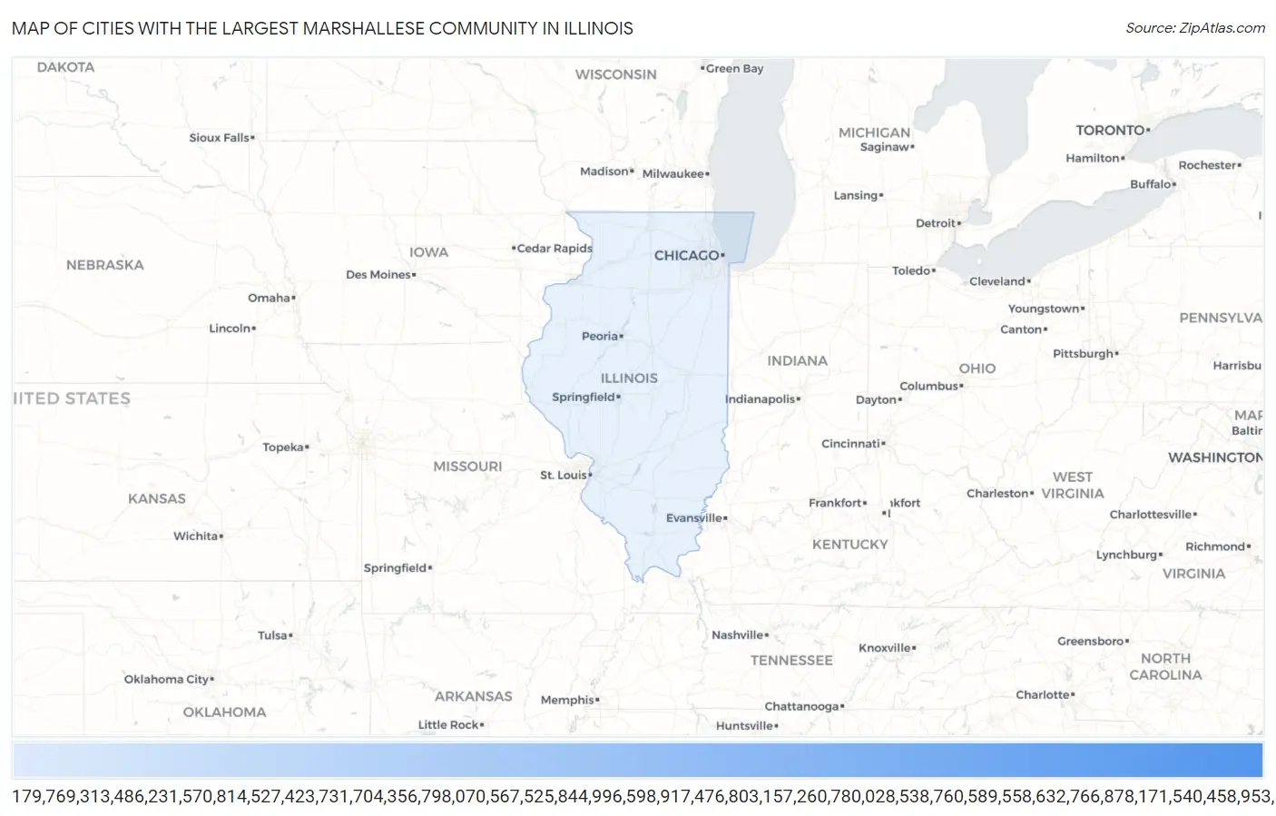 Cities with the Largest Marshallese Community in Illinois Map