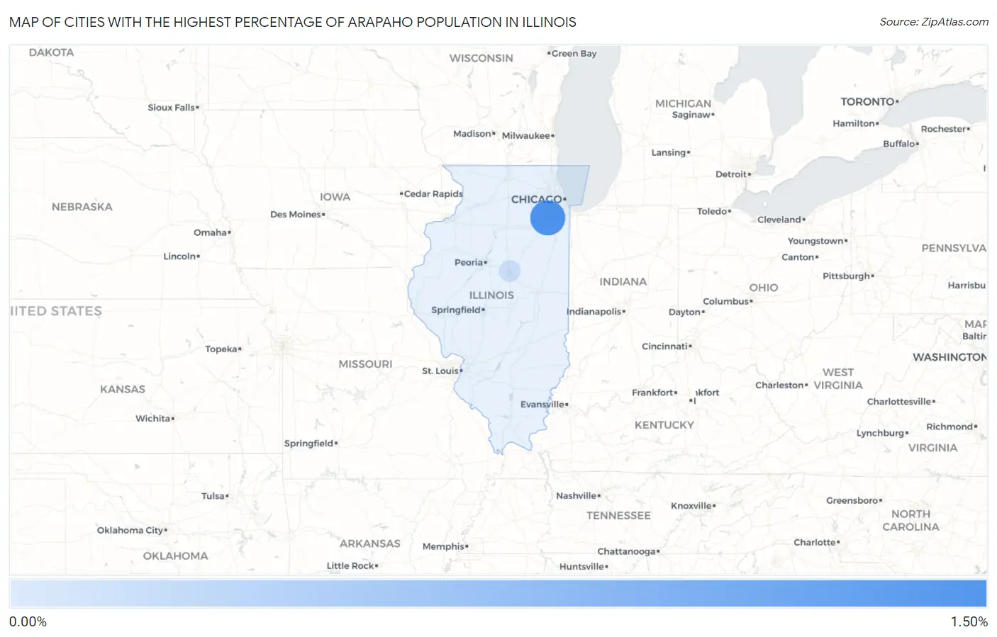 Cities with the Highest Percentage of Arapaho Population in Illinois Map