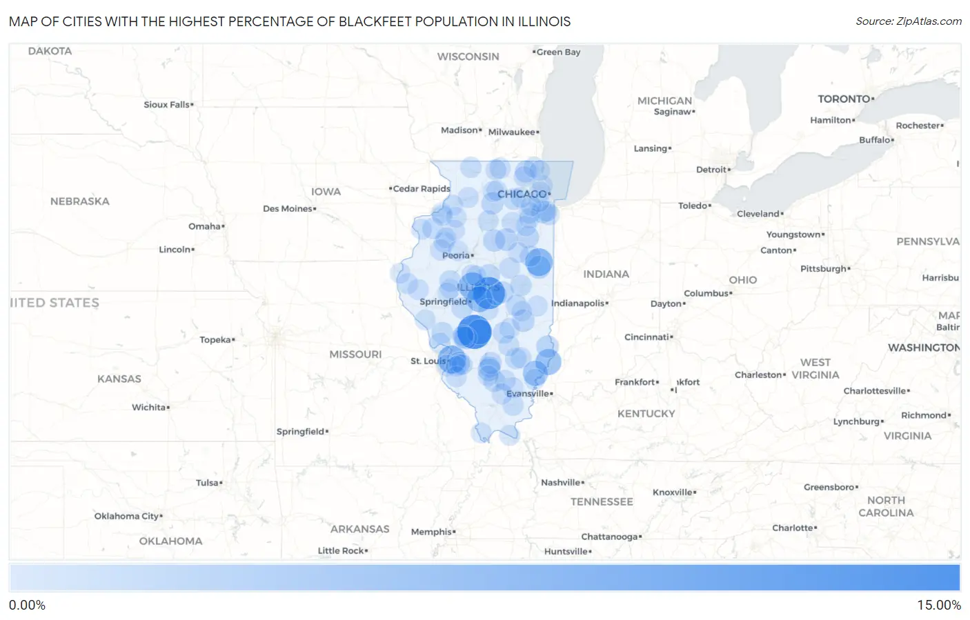 Cities with the Highest Percentage of Blackfeet Population in Illinois Map
