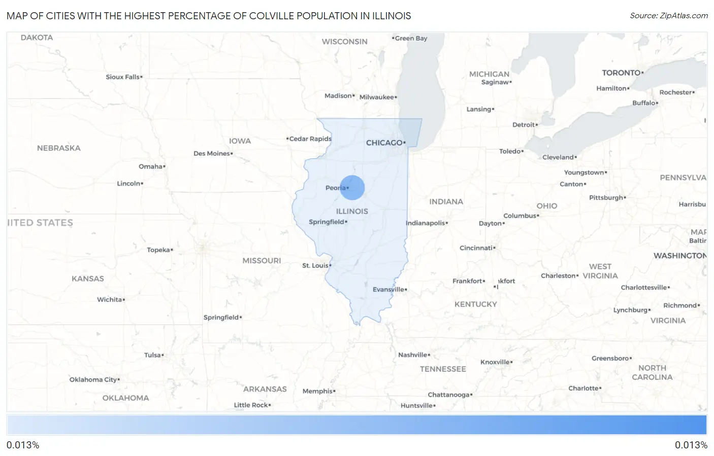 Cities with the Highest Percentage of Colville Population in Illinois Map