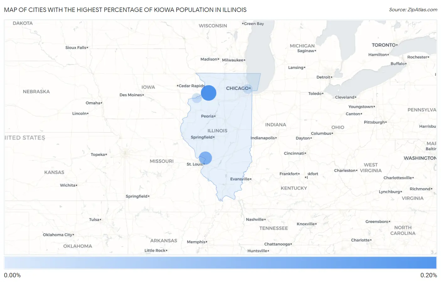 Cities with the Highest Percentage of Kiowa Population in Illinois Map