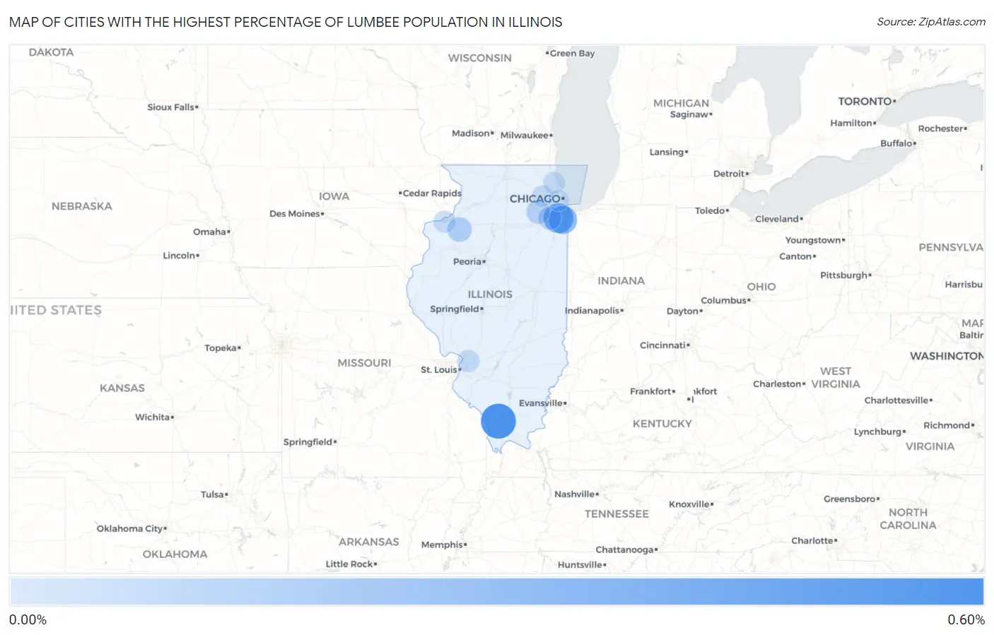 Cities with the Highest Percentage of Lumbee Population in Illinois Map