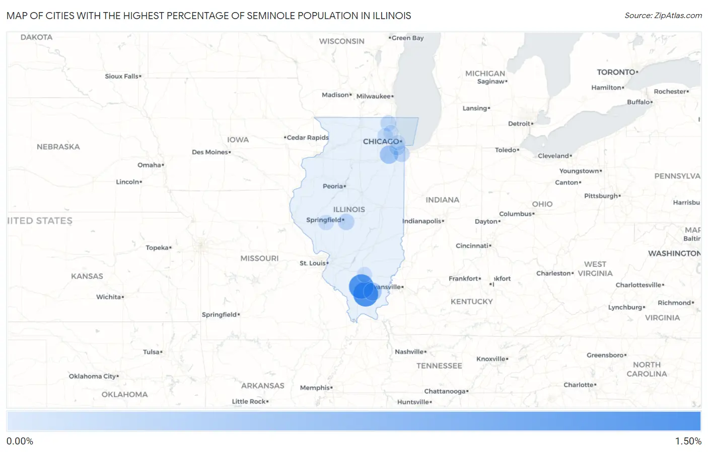 Cities with the Highest Percentage of Seminole Population in Illinois Map