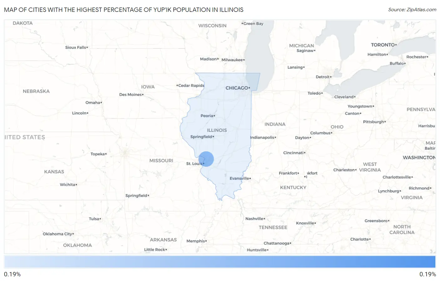 Cities with the Highest Percentage of Yup'ik Population in Illinois Map