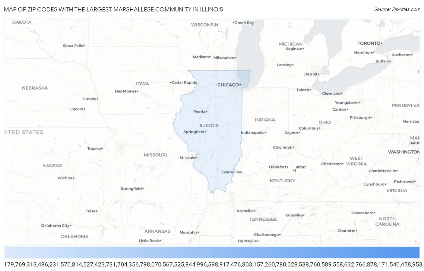 Zip Codes with the Largest Marshallese Community in Illinois Map