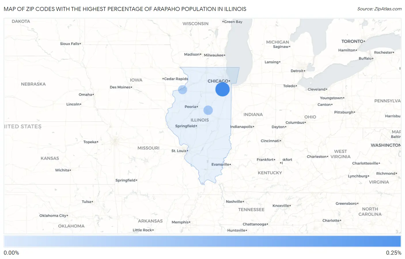 Zip Codes with the Highest Percentage of Arapaho Population in Illinois Map